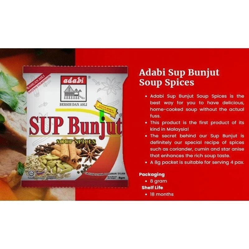 Adabi Sup Bunjut | Bunjut Soup Spices (6 pack x 8g)