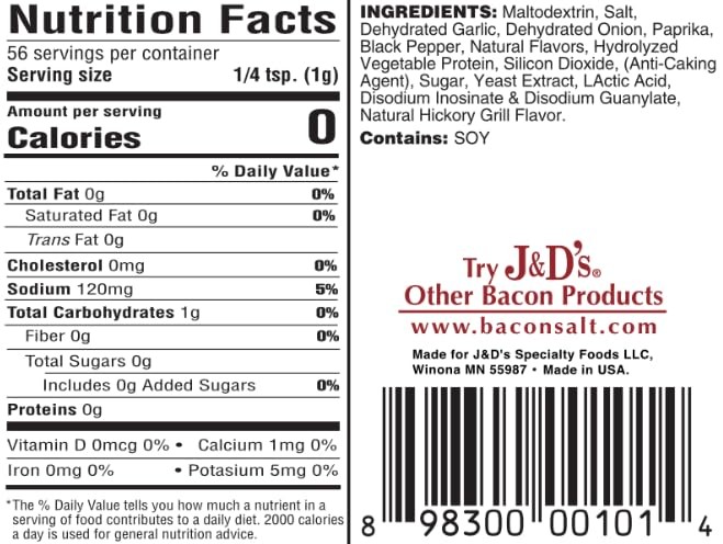 Bacon Salt Original 2.5 Ounce Vegan Vegetarian Kosher Seasoning
