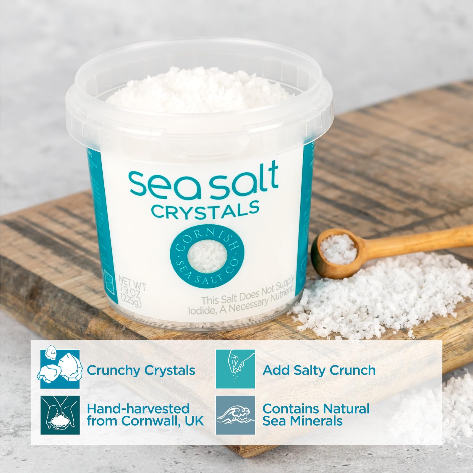 Gourmet Sea Salt Crystals 7.9oz Natural Flavor Packed Culinary Salt for Cooking
