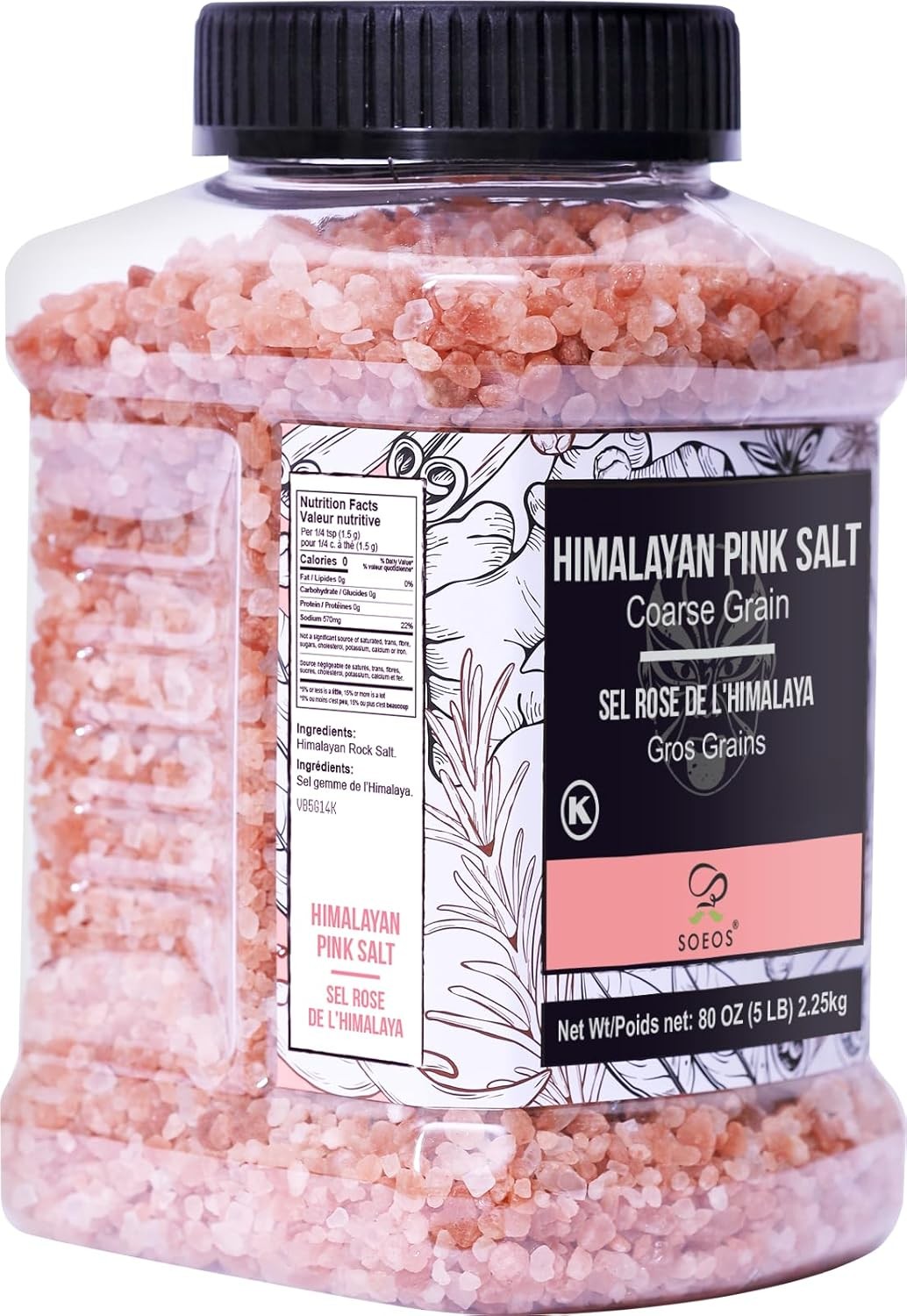 Pink Himalayan Salt Coarse Grain 16oz Natural Sea Salt for Grinder Refill
