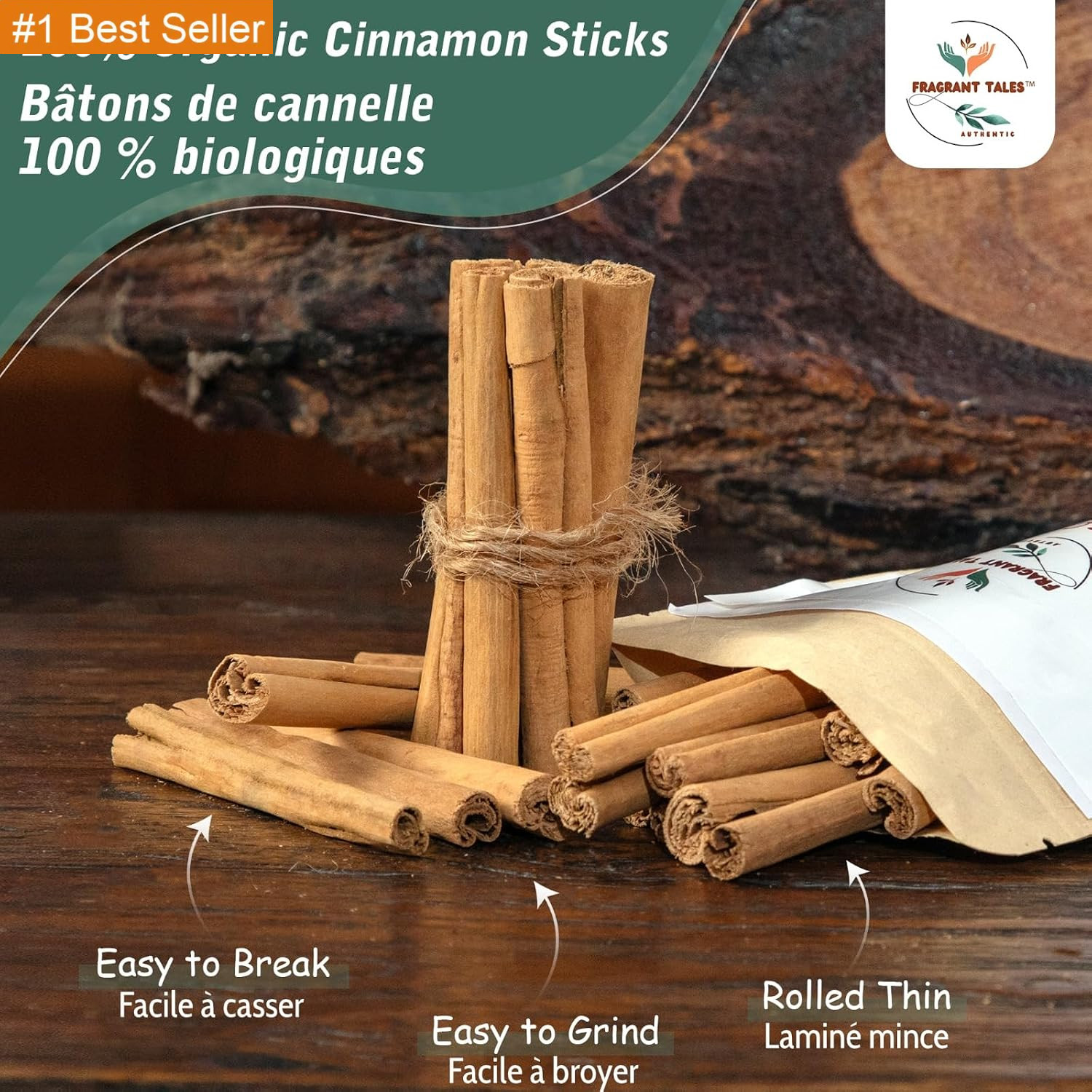 Premium Organic Ceylon Cinnamon Sticks – 1 Oz (28G), 4″ Cut 5 to 7 Sticks, True