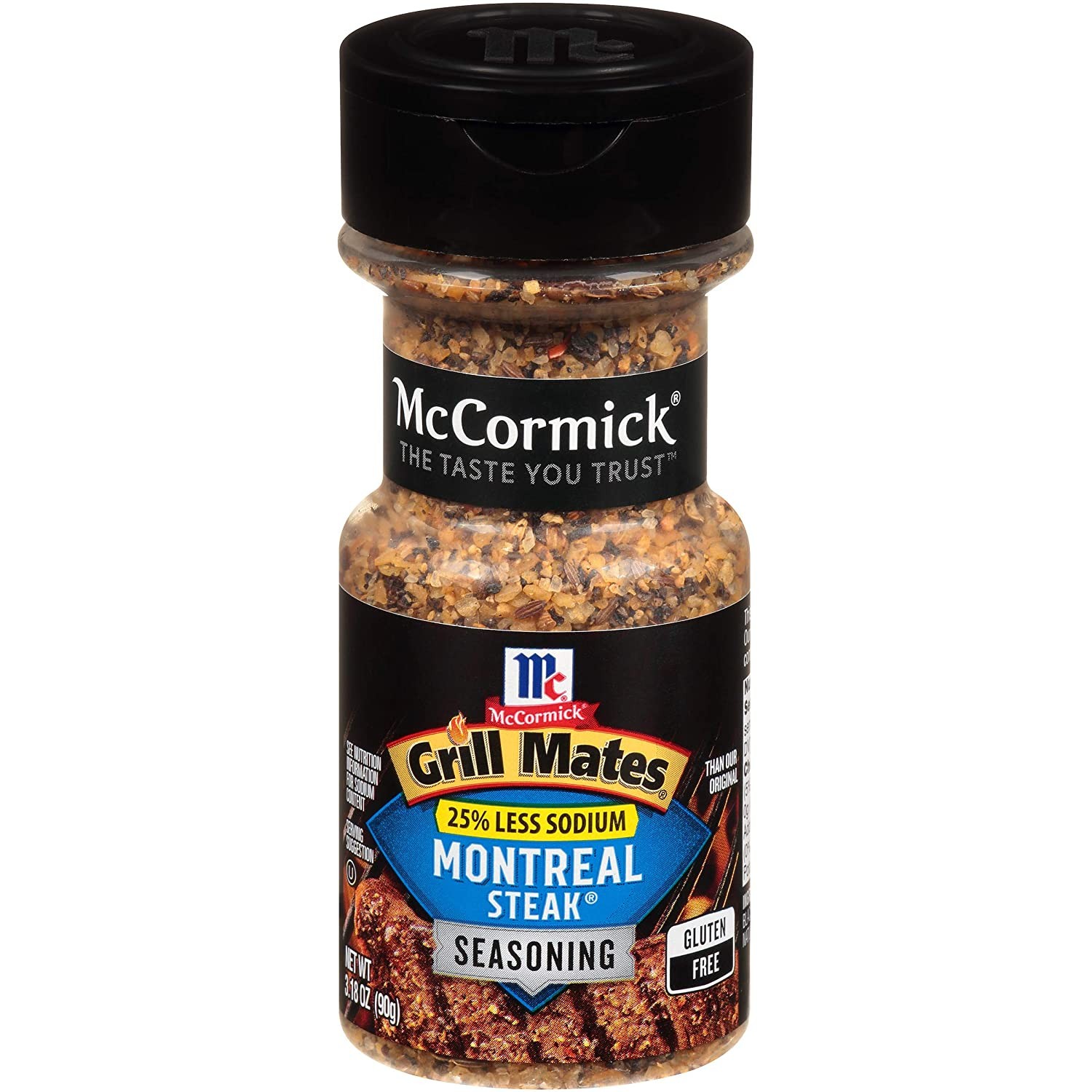 McCormick Grill Mates 25% Less Sodium Montreal Steak Seasoning, 3.18 Oz