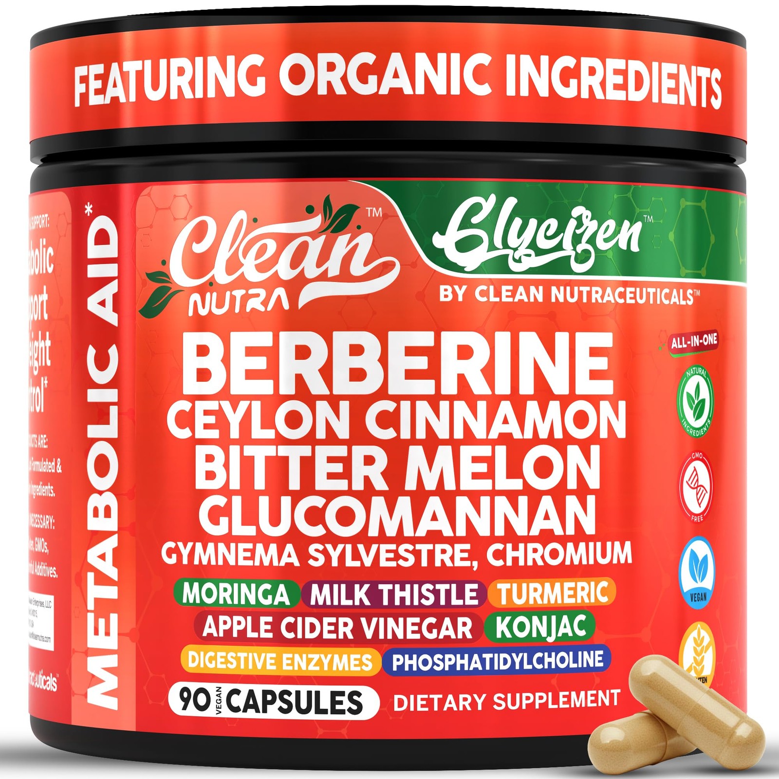Clean Nutra Berberine and Ceylon Cinnamon Supplement 90 Count (Pack of 1)