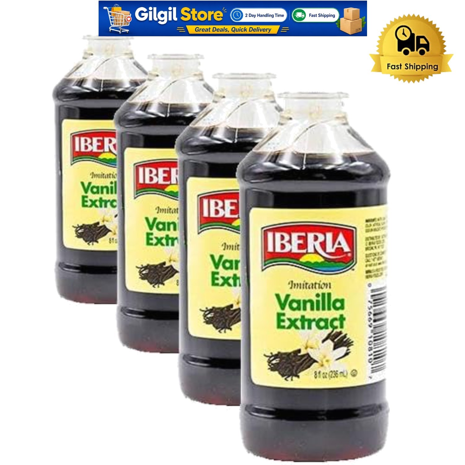 Iberia Imitation Vanilla Extract – 32 Oz Total in 8 Fl Oz Bottles, Pack of 4