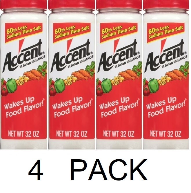 ACCENT Flavor Enhancer Wakes up Food Flavor 60% Less Sodium 32oz Bottle – 4 PACK