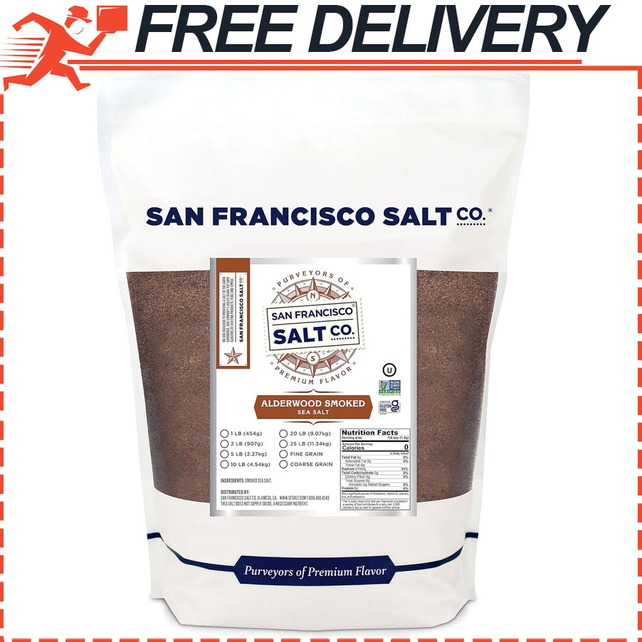 Alderwood 100 Natural Smoked Sea Salt, Non-GMO, MSG-Free – 2 lb. Bag Fine Grain