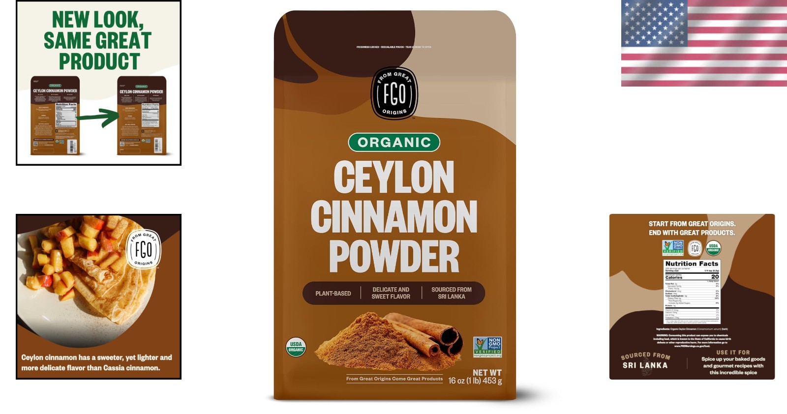 Pure Organic Ceylon Cinnamon Powder, 16oz – Non-GMO Spice for All Culinary Needs