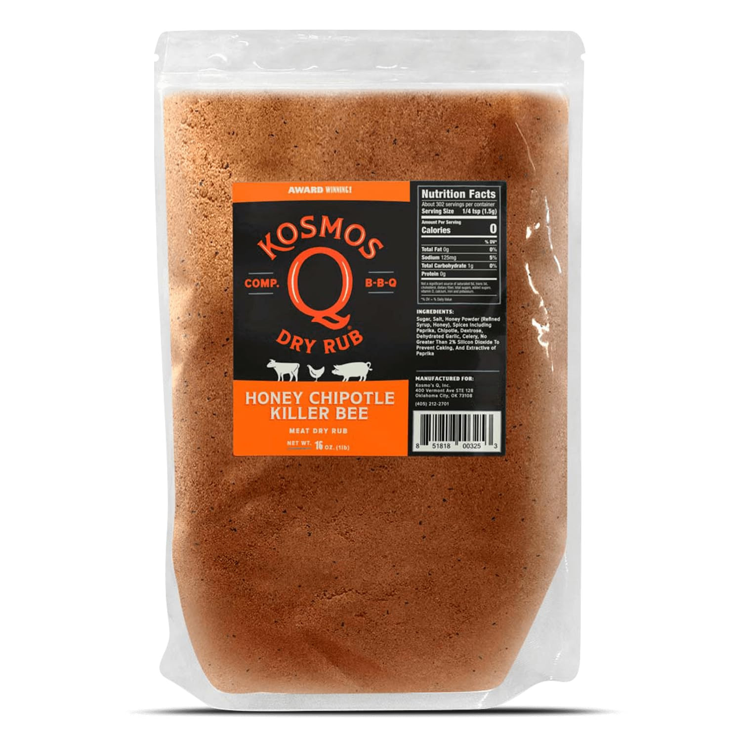 Honey Chipotle Killer Bee BBQ Dry Rub, Sweet and Spicy Seasoning with Sugar, Chi