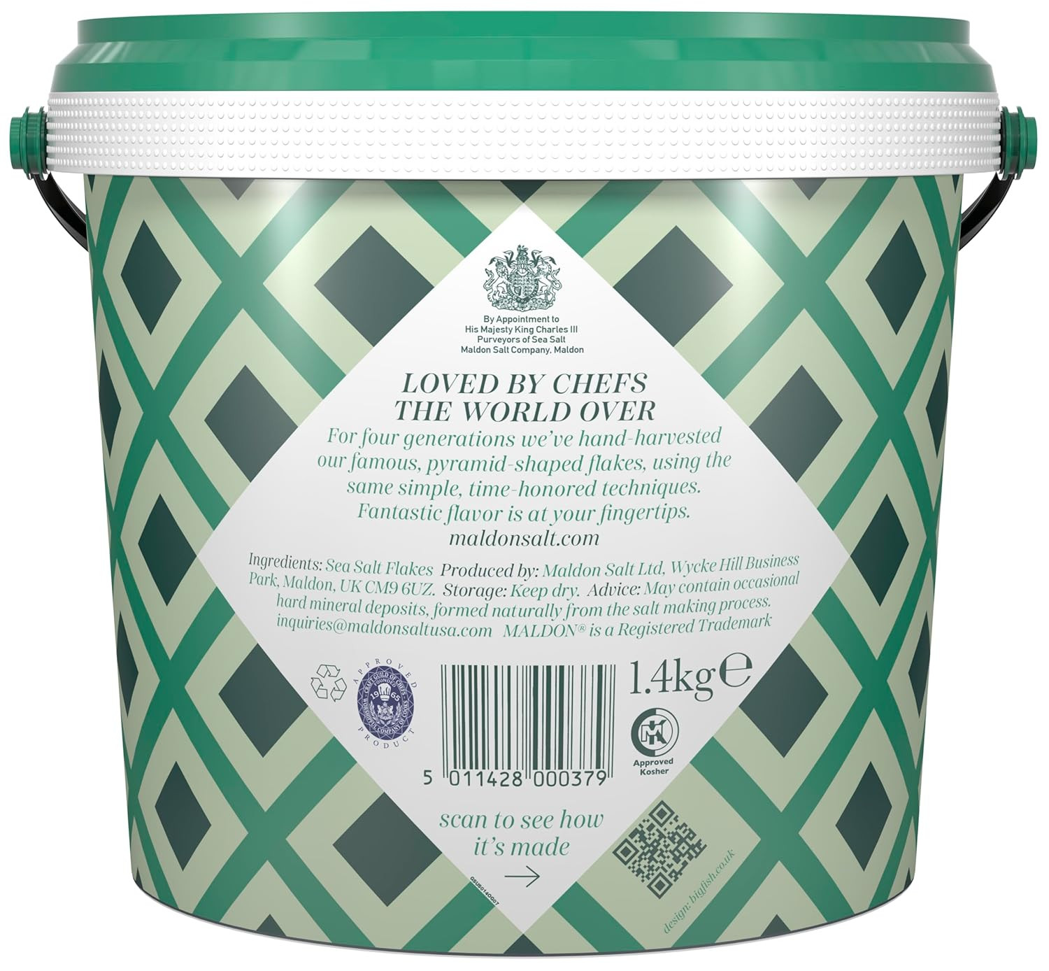 Maldon – Sea Salt Flakes Tub, 3.1 Lb (1.4Kg) – Unique Pyramid Shaped Salt Flakes