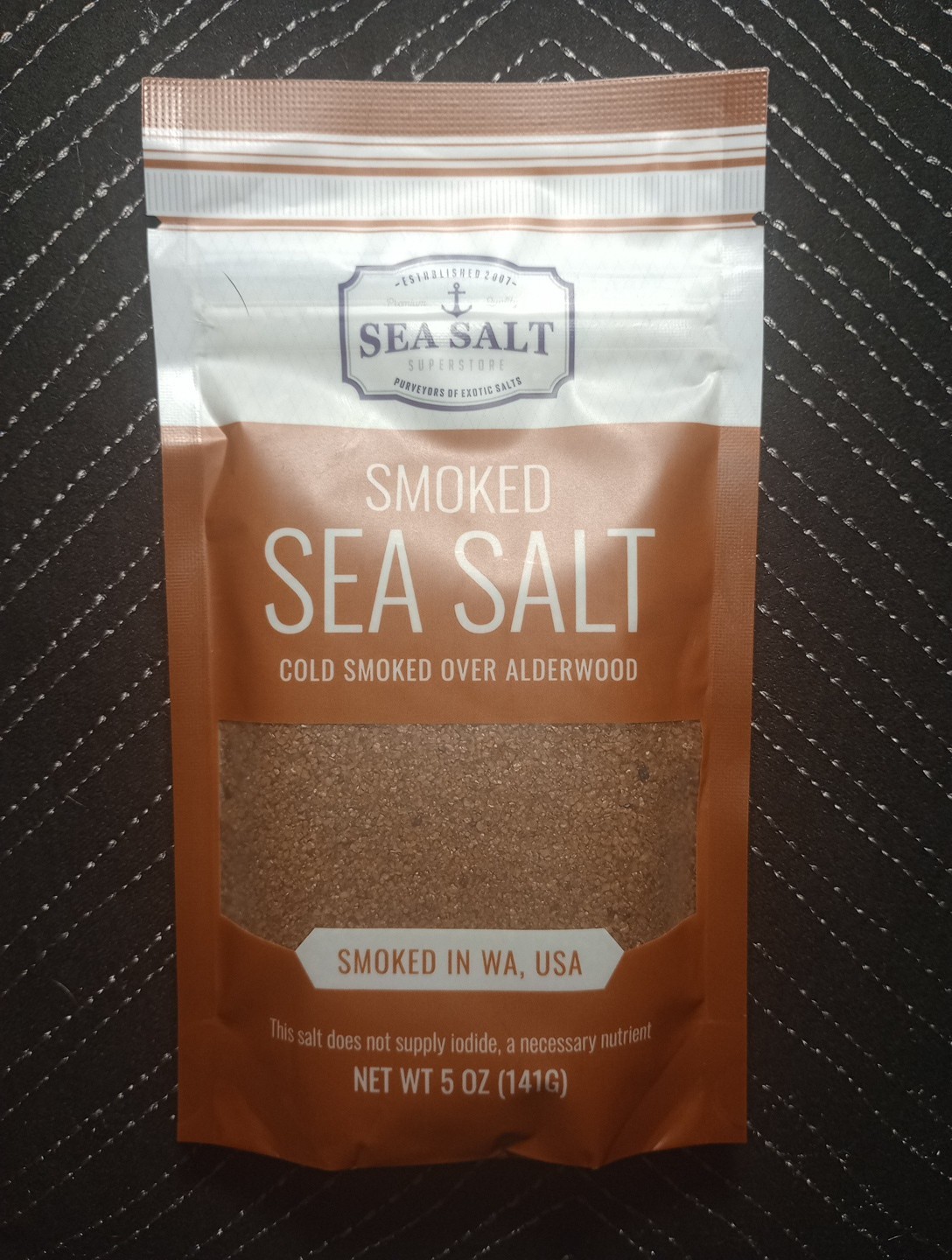 Fine Green Cold Smoked Sea Salt Over Alderwood