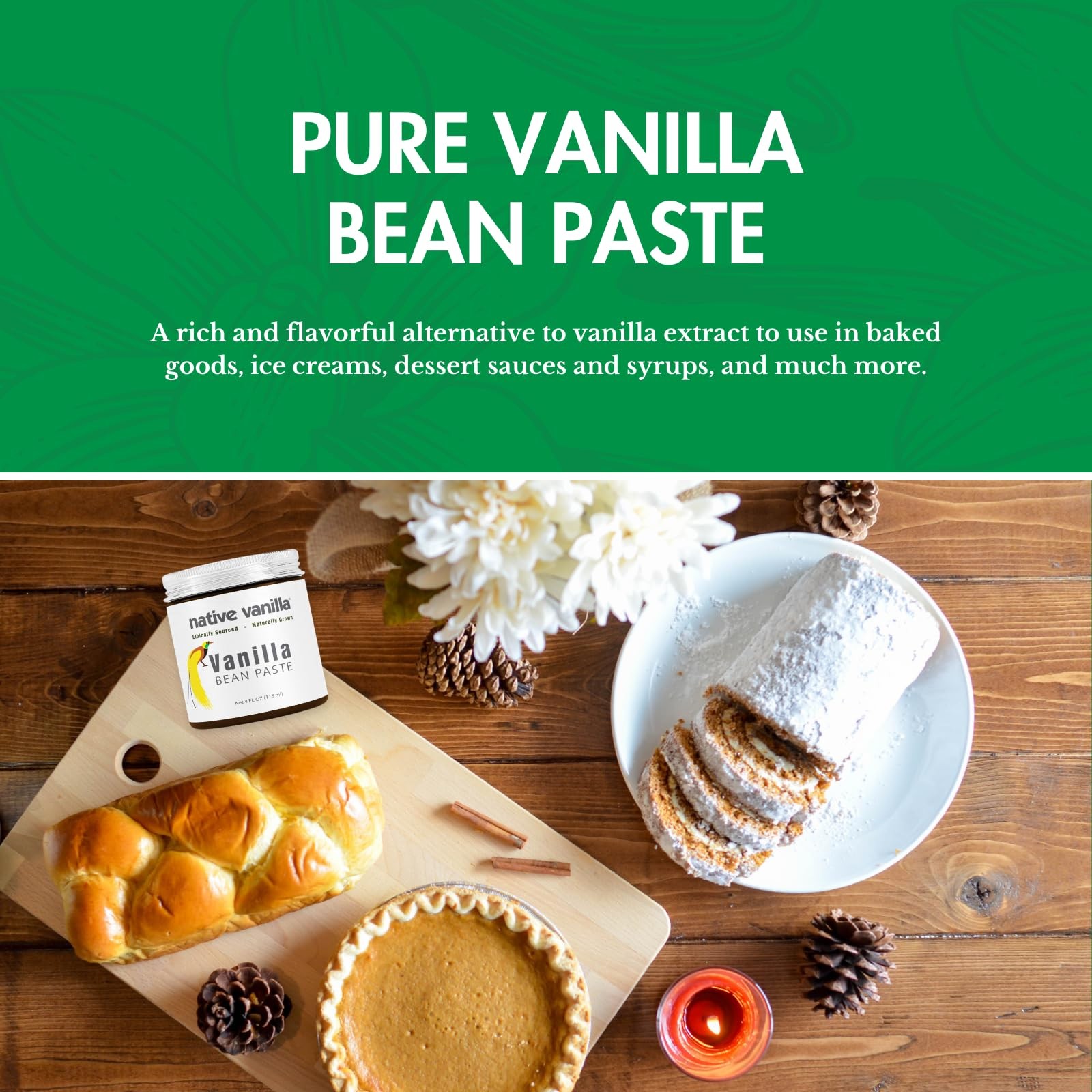 Vanilla Bean Paste – Native – All Natural Pure 4 Fl Oz (Pack of 1)