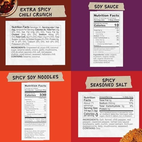 Spicy Ramen Starter Pack with Extra Chili Crunch, Soy Sauce & Seasoning Gifts