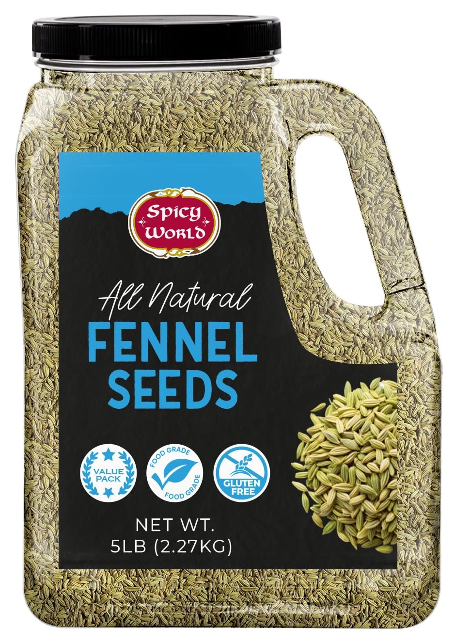 Fennel Seeds 5 LB Bulk Jar – Whole Sweet Fennel – Great for Cooking, Tea, Mou…
