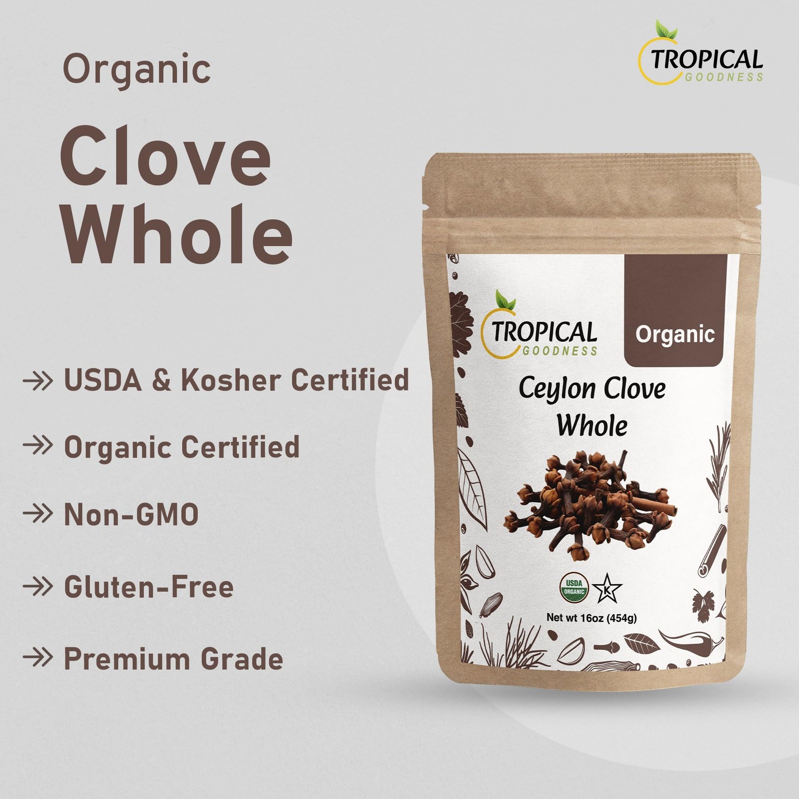 Cloves Whole Organic 16 oz (1 lb) | USDA & Kosher Certified |…
