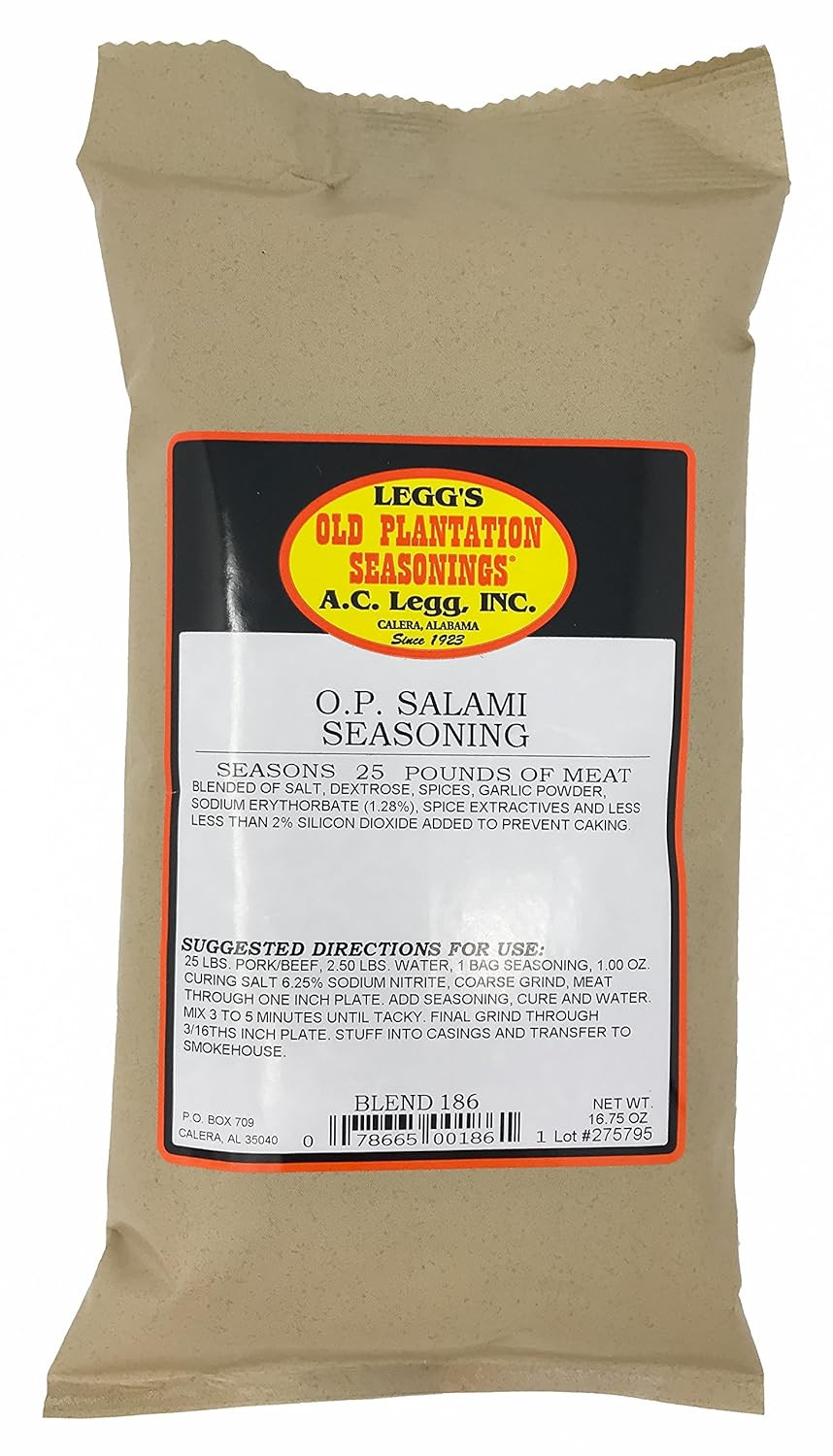 A.C. Legg, Inc. Salami Seasoning with Cure Packet, 16.75 Oz, Seasons up to 25 Lb