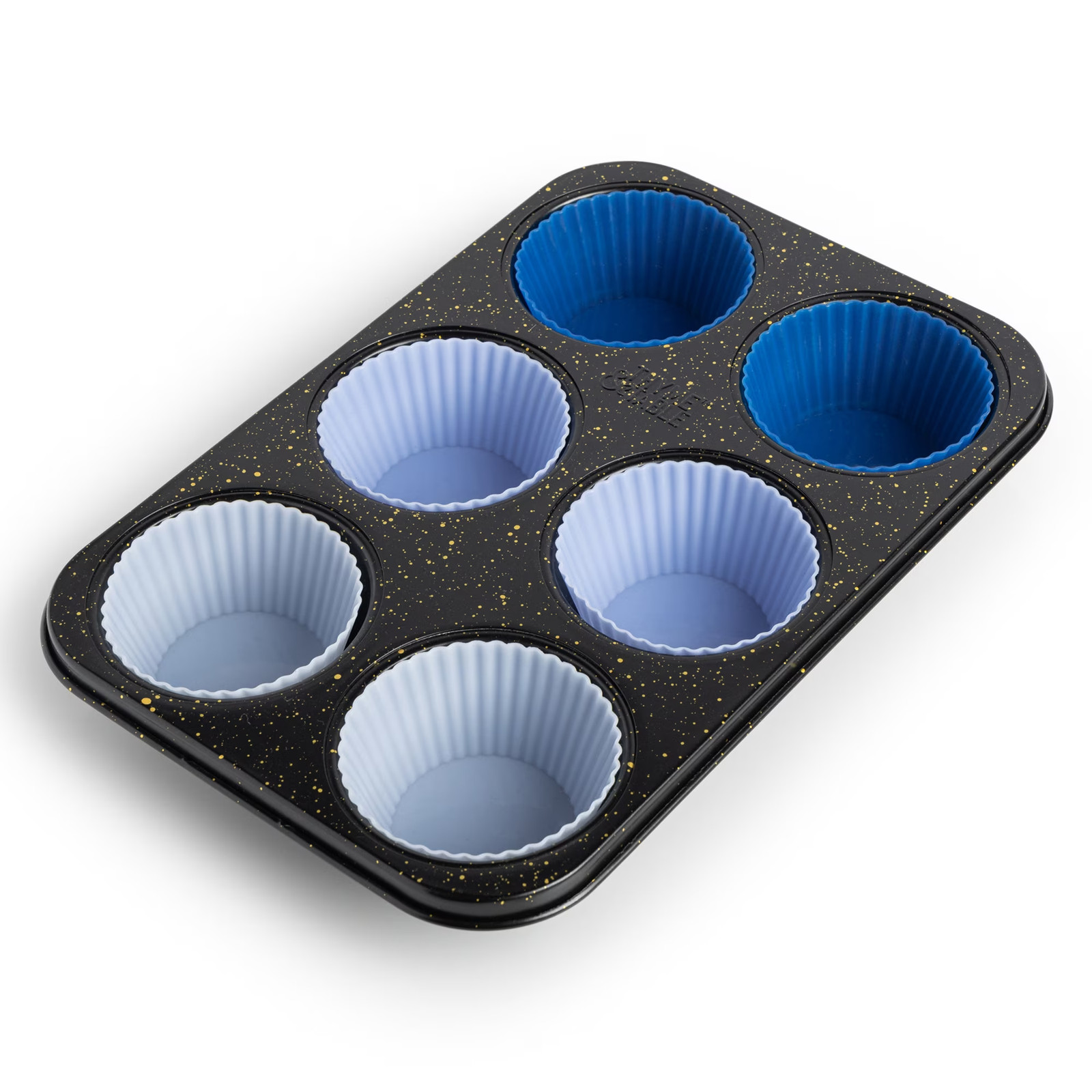 Thyme & Table 6 Cup Non-Stick Jumbo Muffin Pan, 6 Silicone Liners – Black