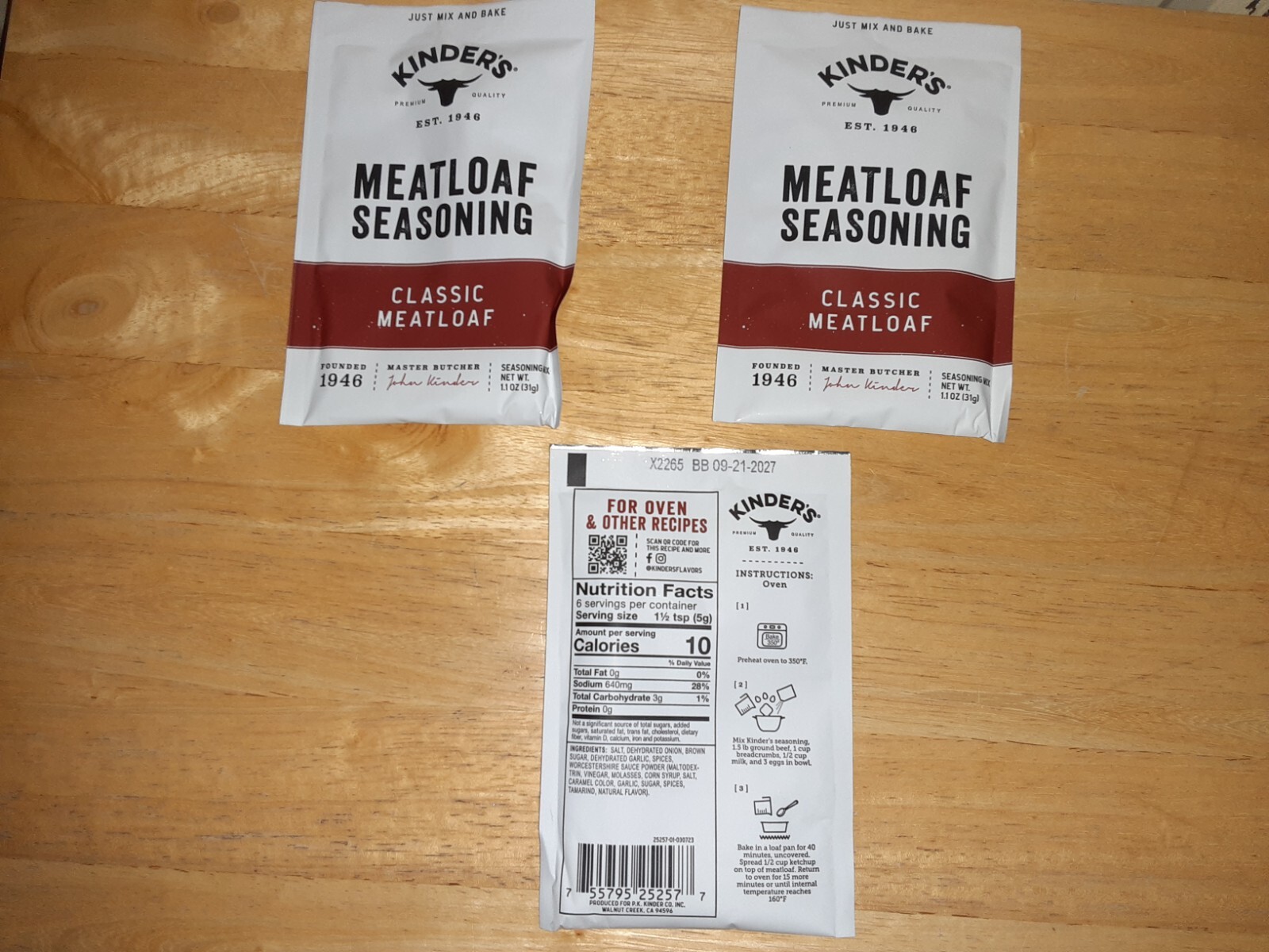 Kinder’s Classic Meatloaf Seasoning ( 3 Packages) EXP. 9-21-27