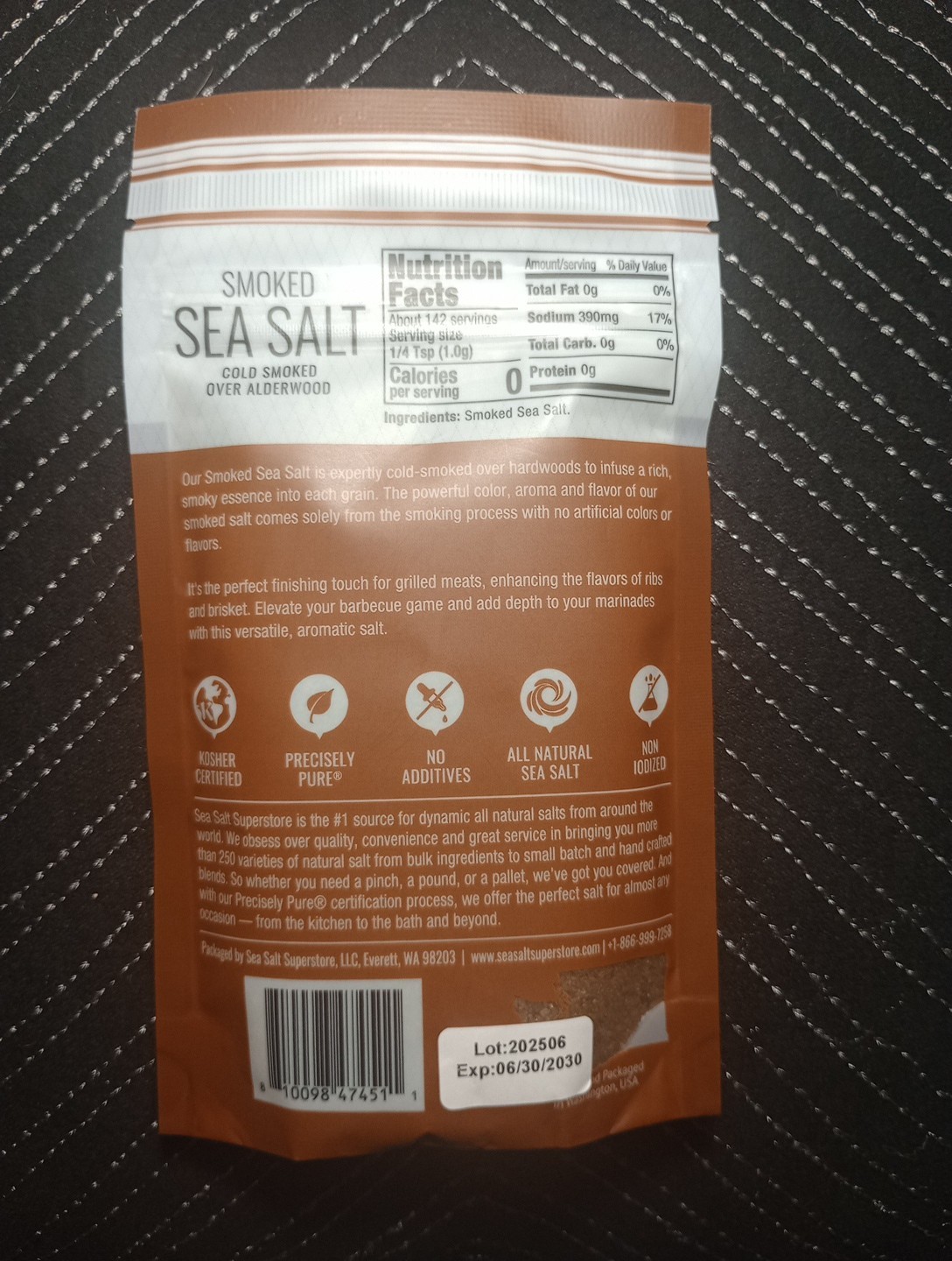 Fine Green Cold Smoked Sea Salt Over Alderwood