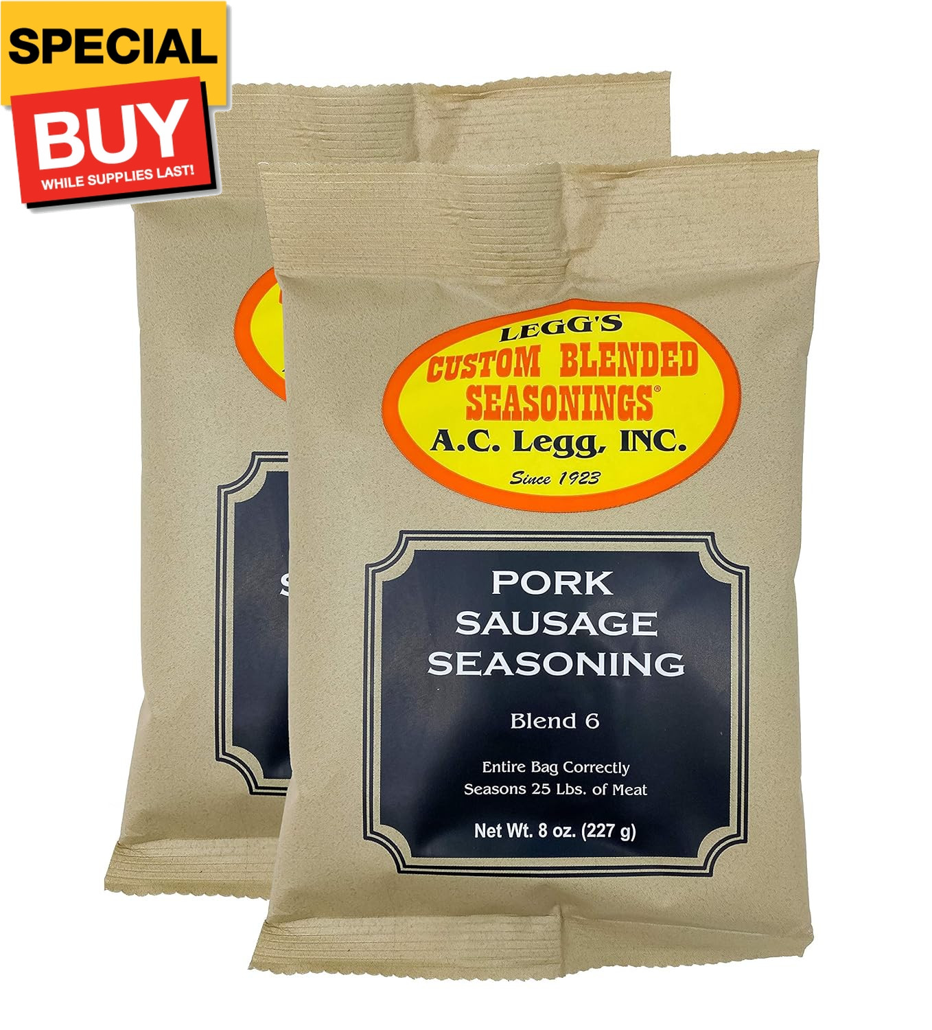 A.C. Legg Old Plantation Seasonings – Pork Sausage Seasoning Blend 6-2 Pack