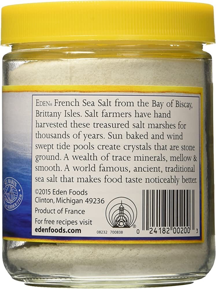 Eden Sea Salt, Hand Harvested French Celtic, 14 Oz Glass Jar. Free Shipping