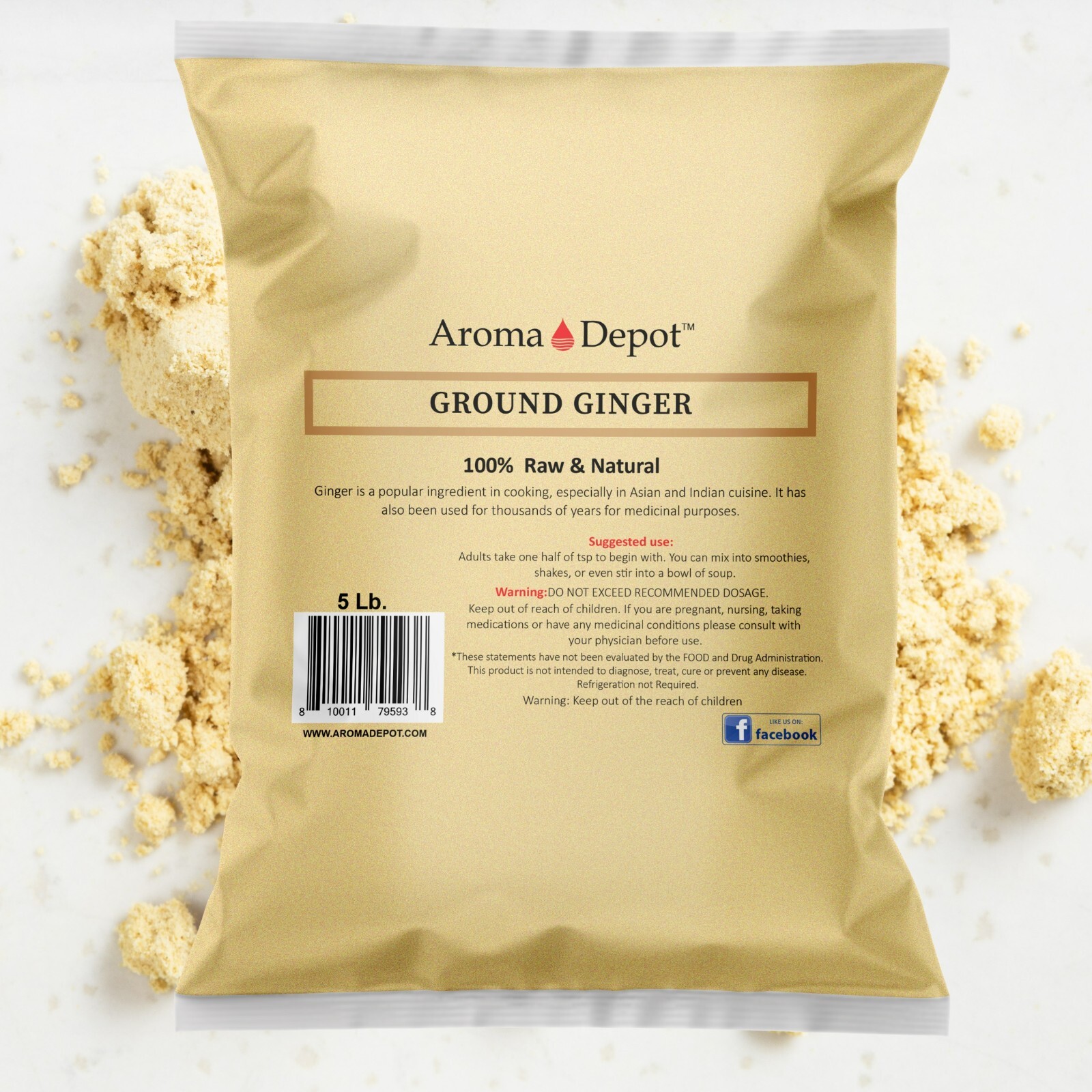 5 lb Ground Ginger Root Powder Natural Premium Raw Zingiber Officinale Jengibre