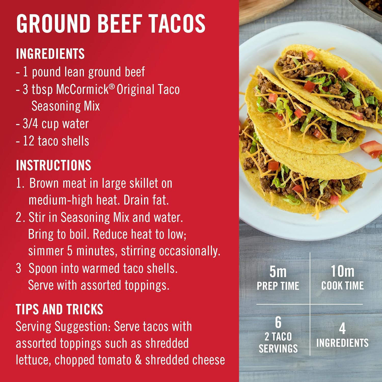 Mccormick Taco Seasoning Mix, Original, No Artificial Flavors, No MSG Added, Mil