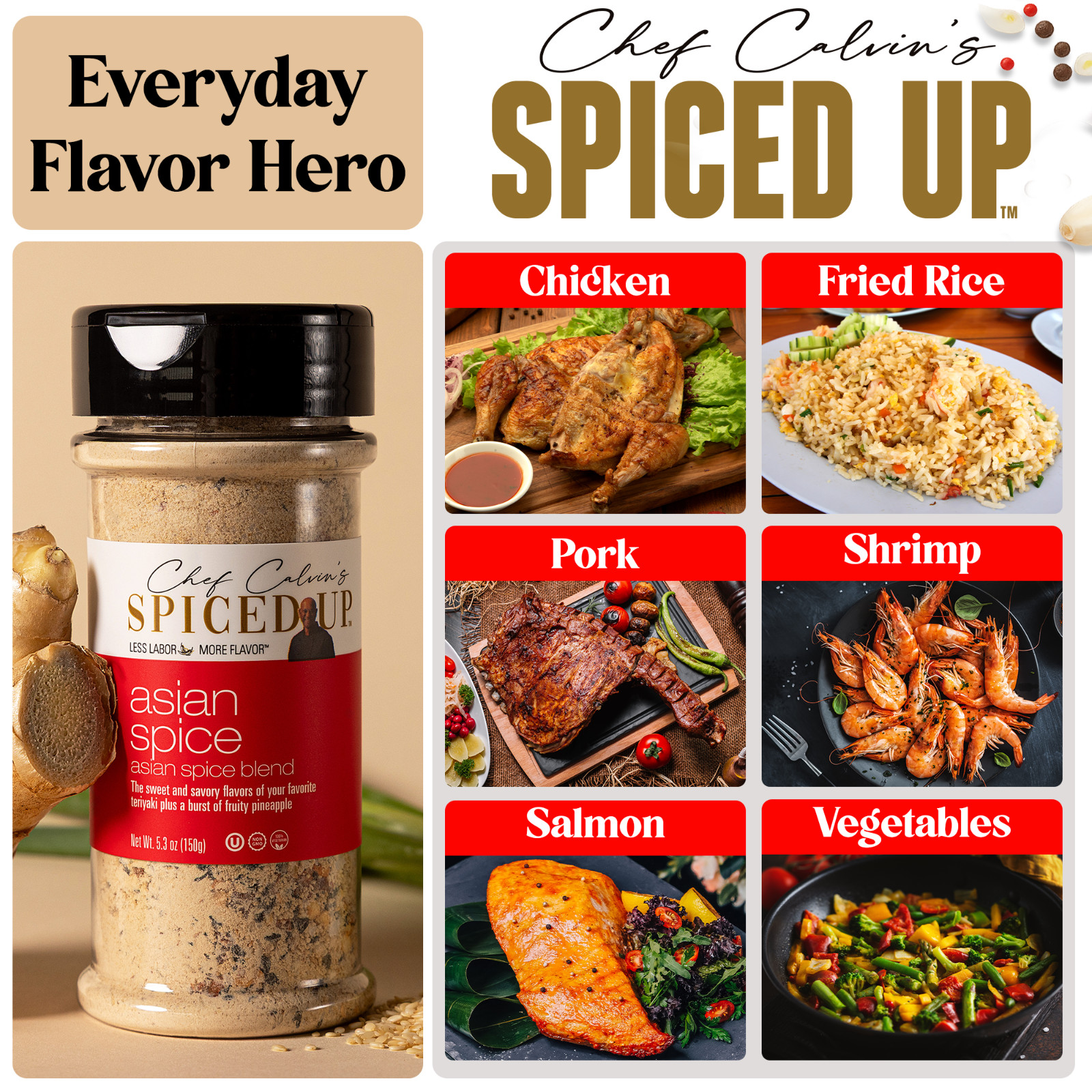 Asian BBQ Rub & Mama Clara Sofrito Seasoning for Rice, Beans & Soup – Non GMO