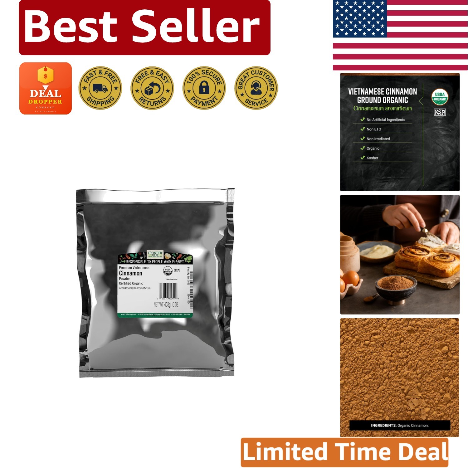 Kosher Certified Organic Vietnamese Ground Cinnamon – 1 LB for Culinary Delight
