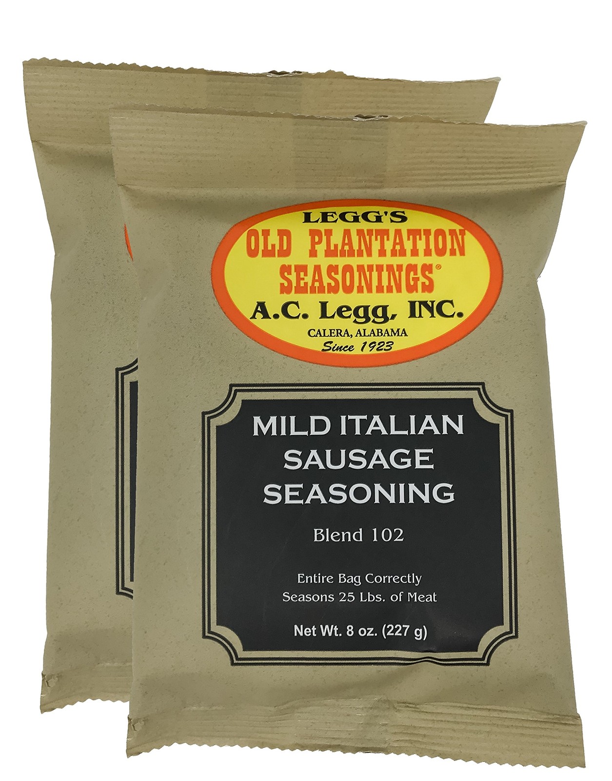 A.C. Legg’s – Mild Italian Sausage Seasoning, 2 Packs – 8 Ounce each