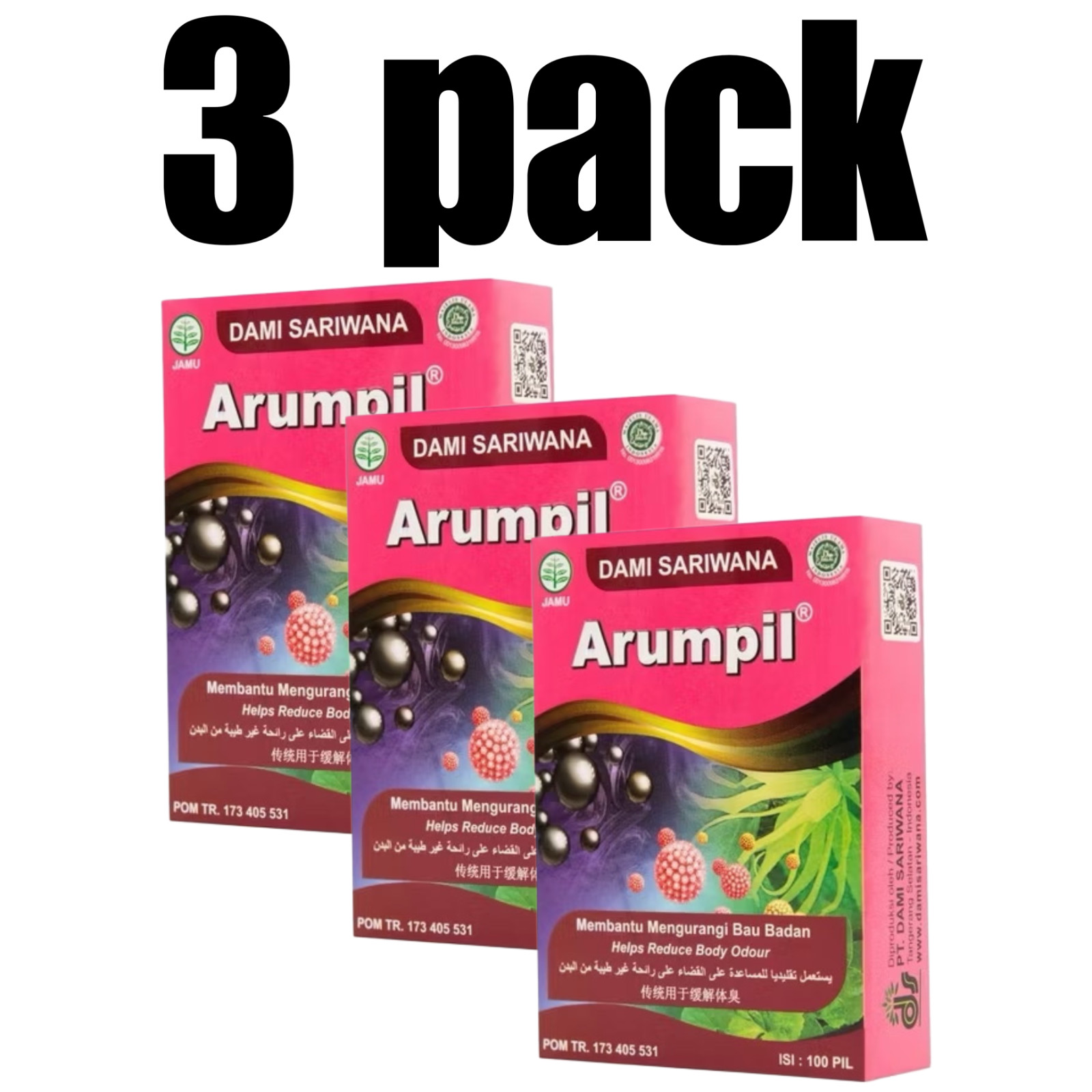 3x ARUMPIL 100 Pills Natural Organic Herbs Spices Fresh Pure Hygienic Premium