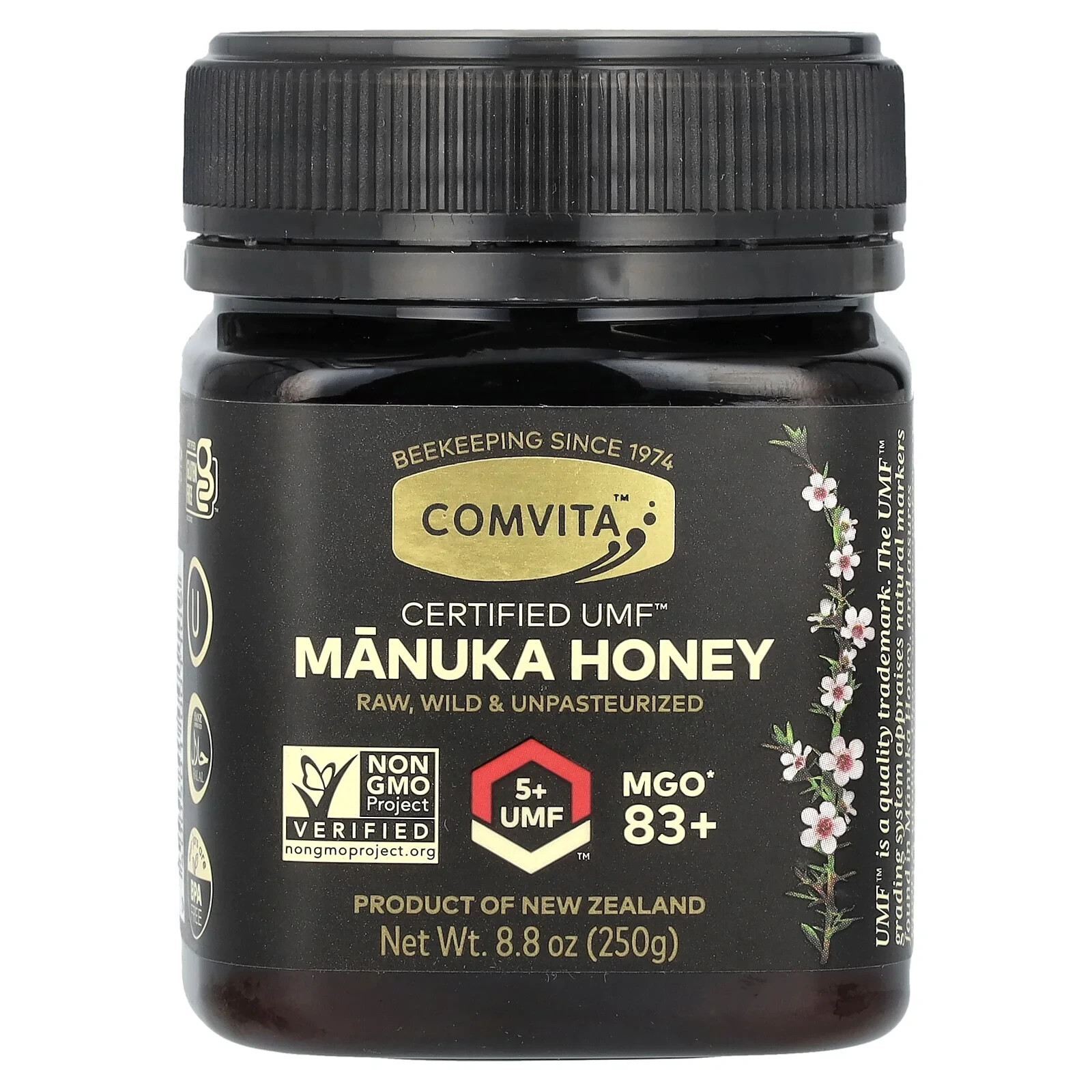 Comvita Raw Wild New Zealand Manuka Honey Certified UMF 5+ MGO 83+ 8.8 oz (250g)