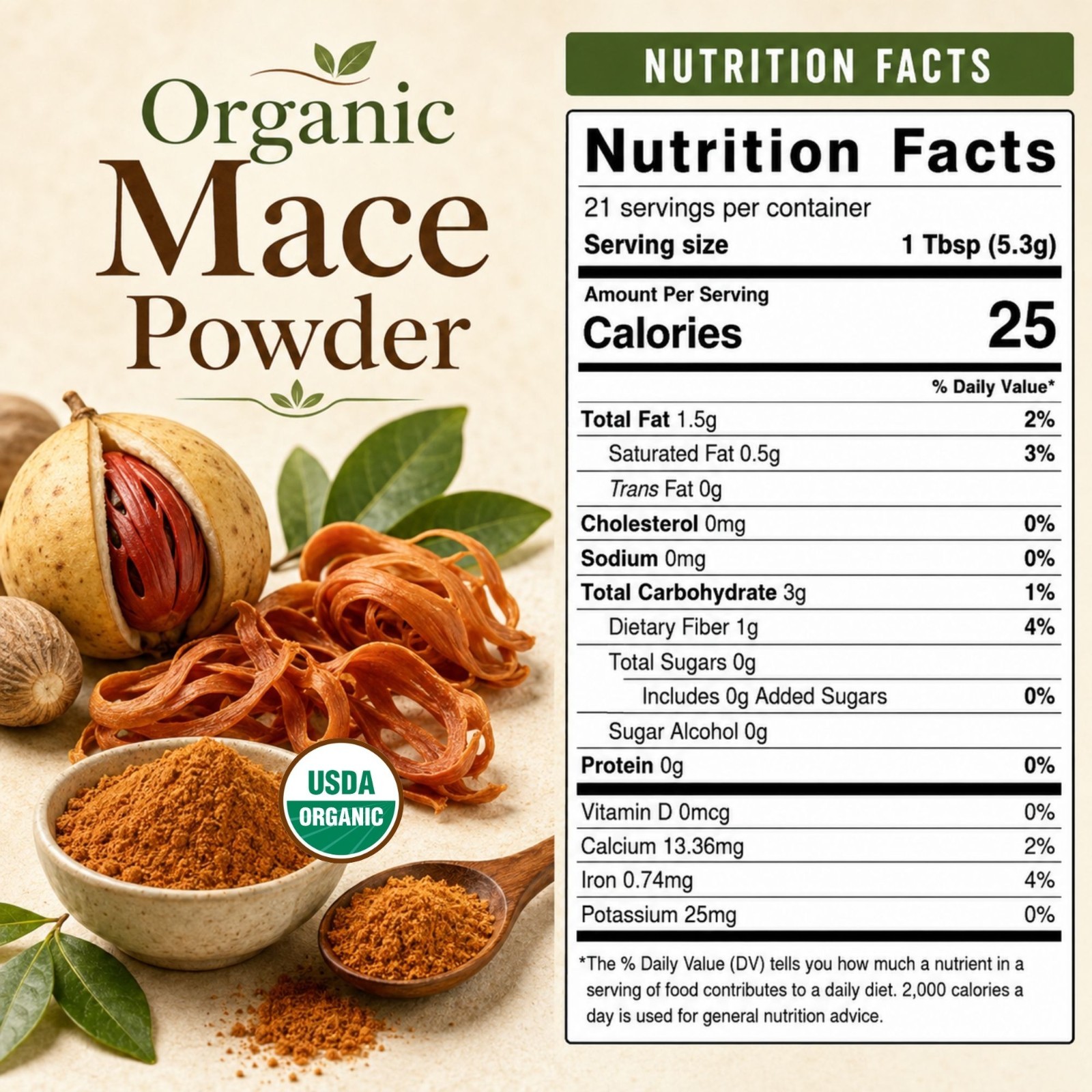 Spicy Organic Ground Mace Powder 20 lbs | USDA Organic
