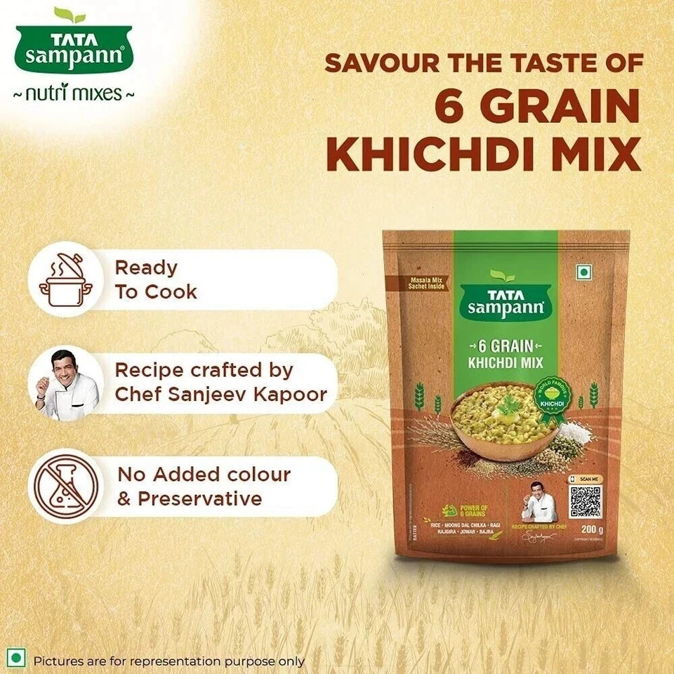 Tata Sampann 6 Grain Khichdi Mix 200g FREE SHIPPING WORLD WIDE