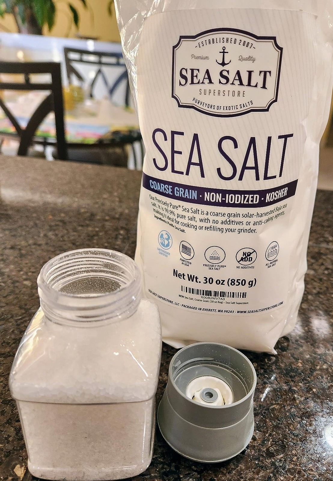 Baja Coarse Sea Salt 14oz Non-Iodized Kosher Grinder Mineral-Rich Cooking