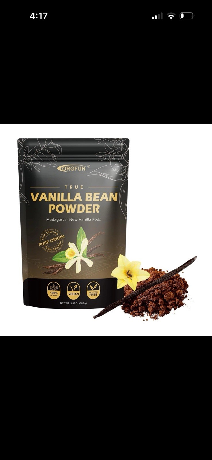 Lot of 2 Vanilla Bean Powder 3.53 Oz Pure Madagascar Flavor Gluten Free Vegan