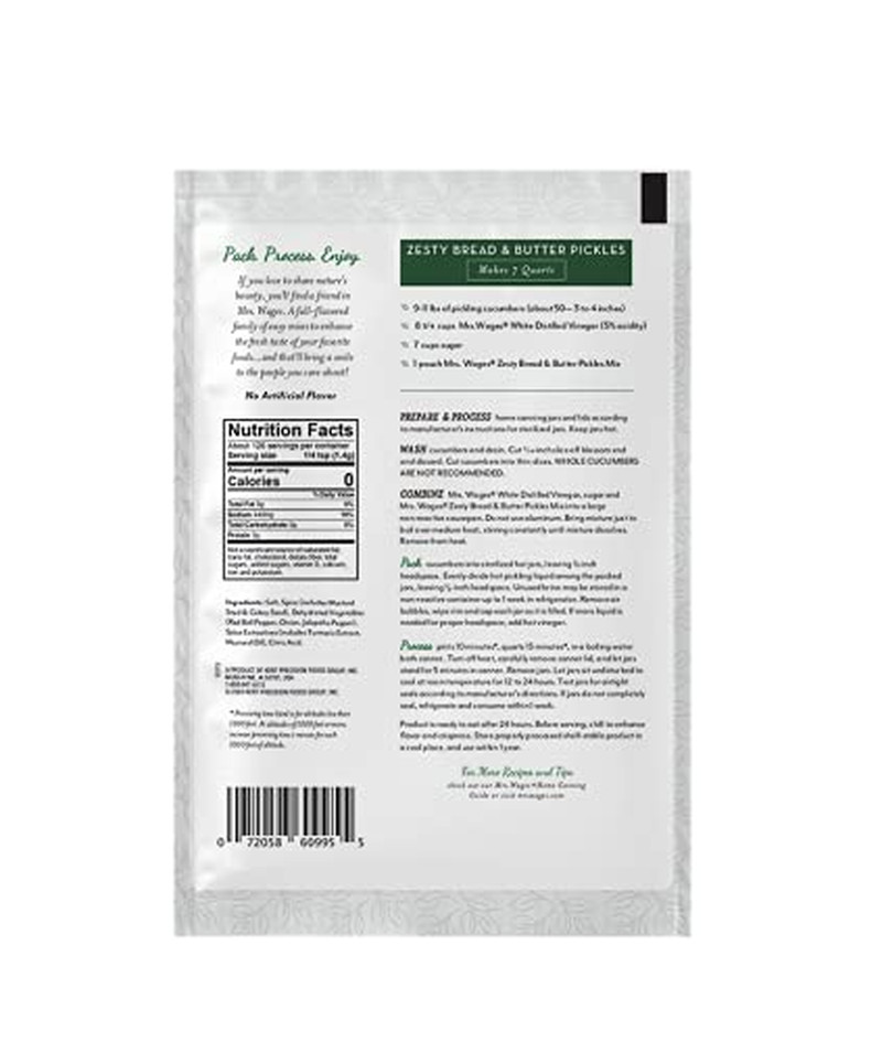 Zesty Bread and Butter Pickles Quick Process Mix, Quick and Easy, Simple-To-Use,