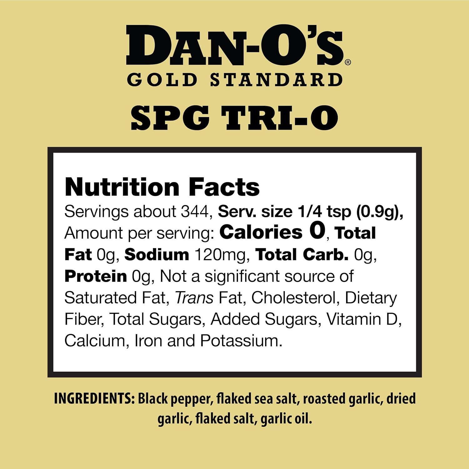 Dan-O’s SPG Tri-O Seasoning – Salt, Pepper & Garlic Blend – Medium Bottle –