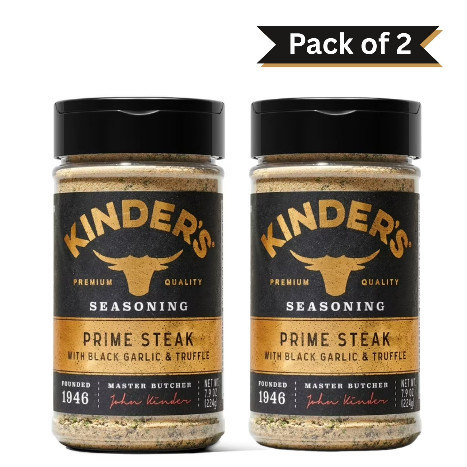 Kinder’s Prime Steak with Black Garlic and Truffle Seasoning, pack of 2