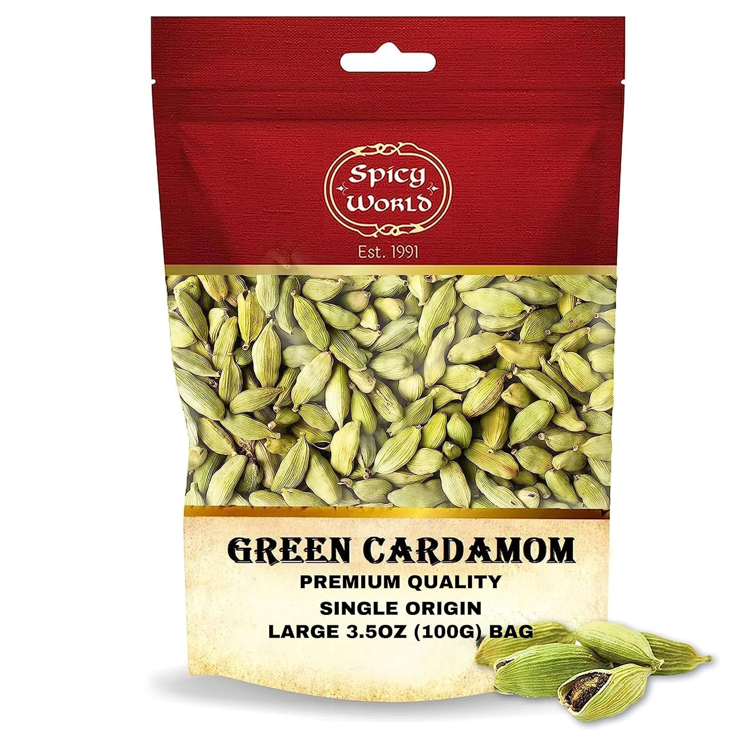 Spicy World Green Cardamom Pods 3.5 Oz – as Seen on Tik Tok – Premium Quality