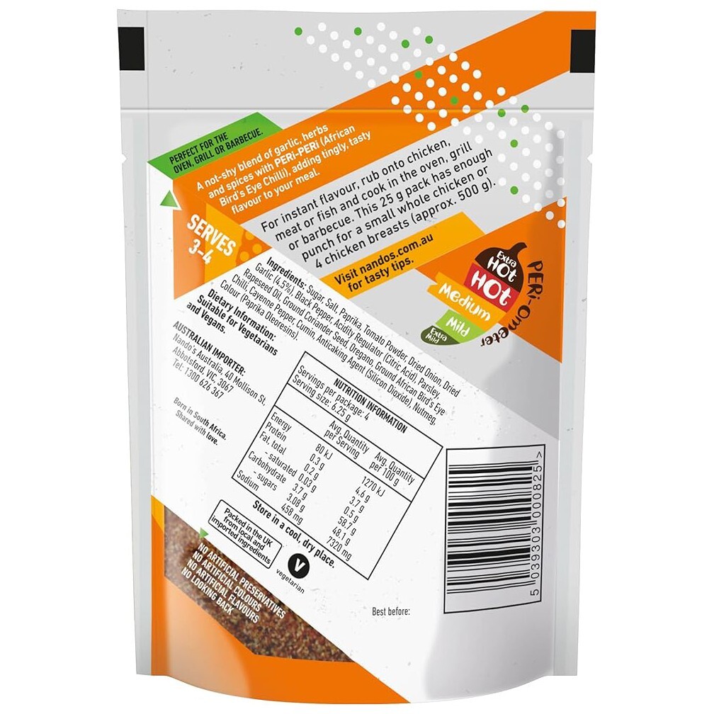 Nando’s Peri Peri Rub Medium (25g x 3) exp 10/2026 – imported from UK