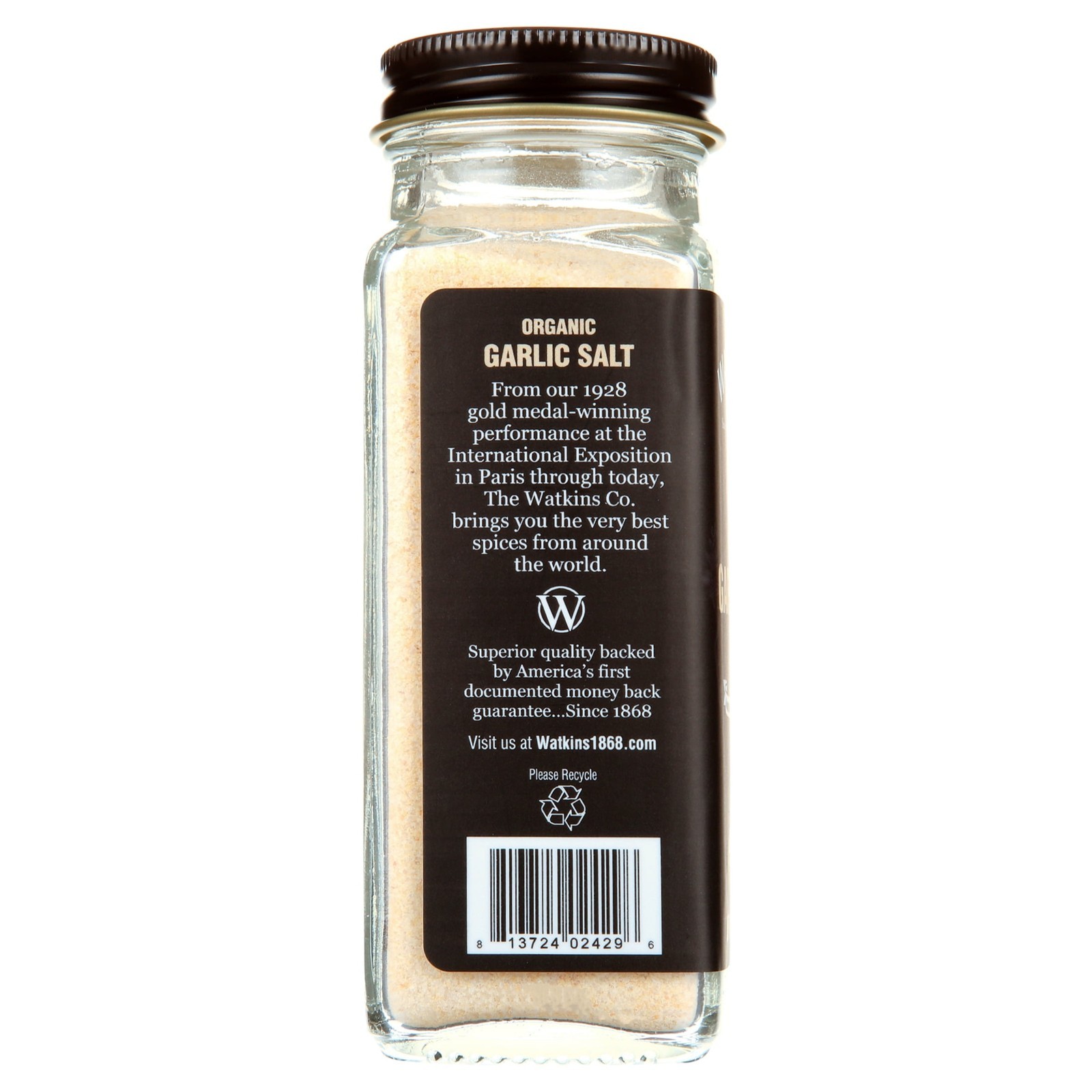 Gourmet Organic Spice Jar Garlic Salt Gluten Free Shelf-Stable 4.9 oz