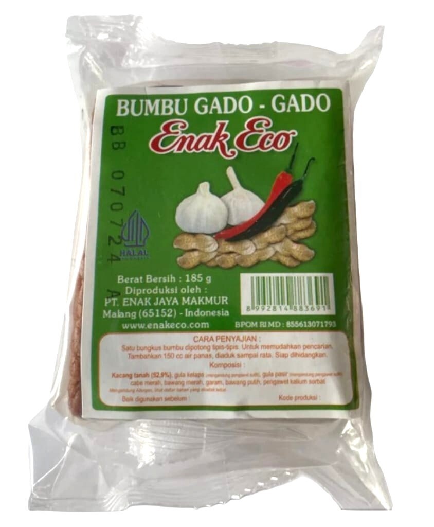 Enak Eco, Indonesian Peanut Sauce, 185g, Bumbu Gado-Gado Hijau (Pack of 1)