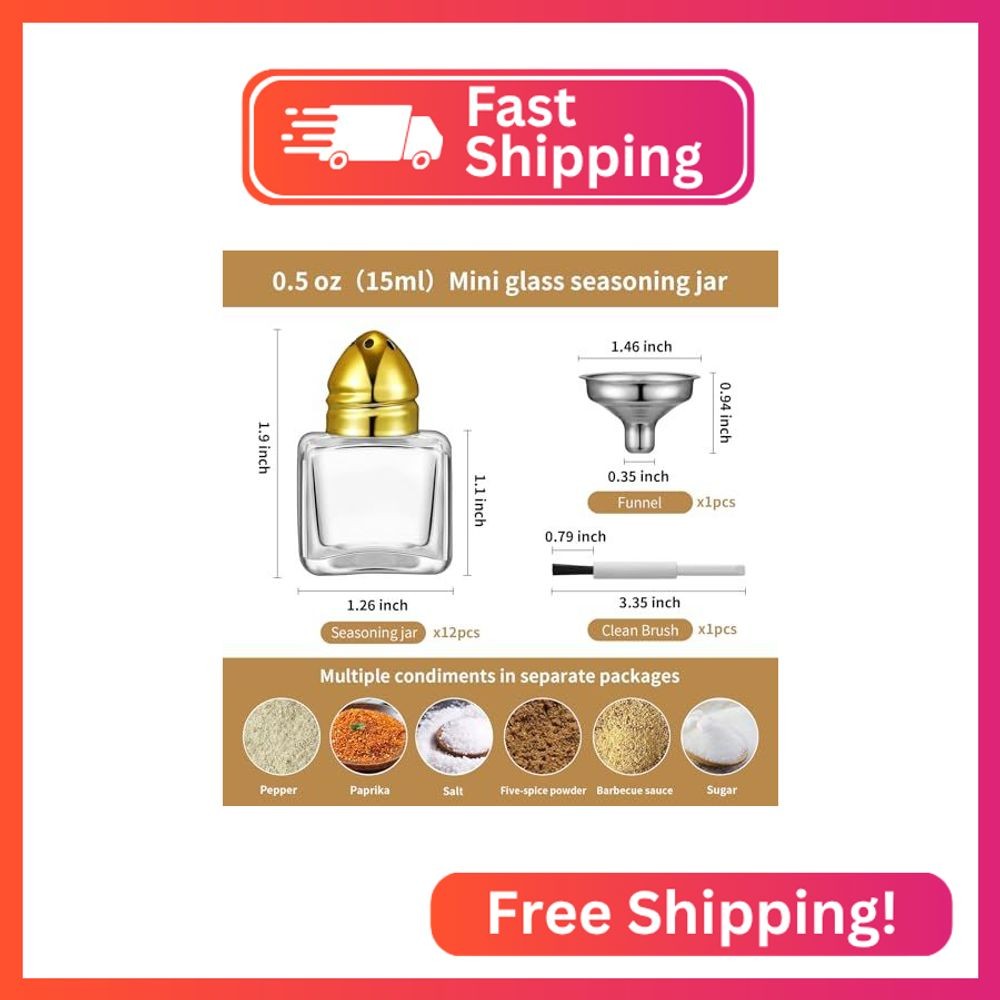 12 Pcs 0.5 oz Cube Shape Small Salt and Pepper Shakers with Tone Tops Clear Mini