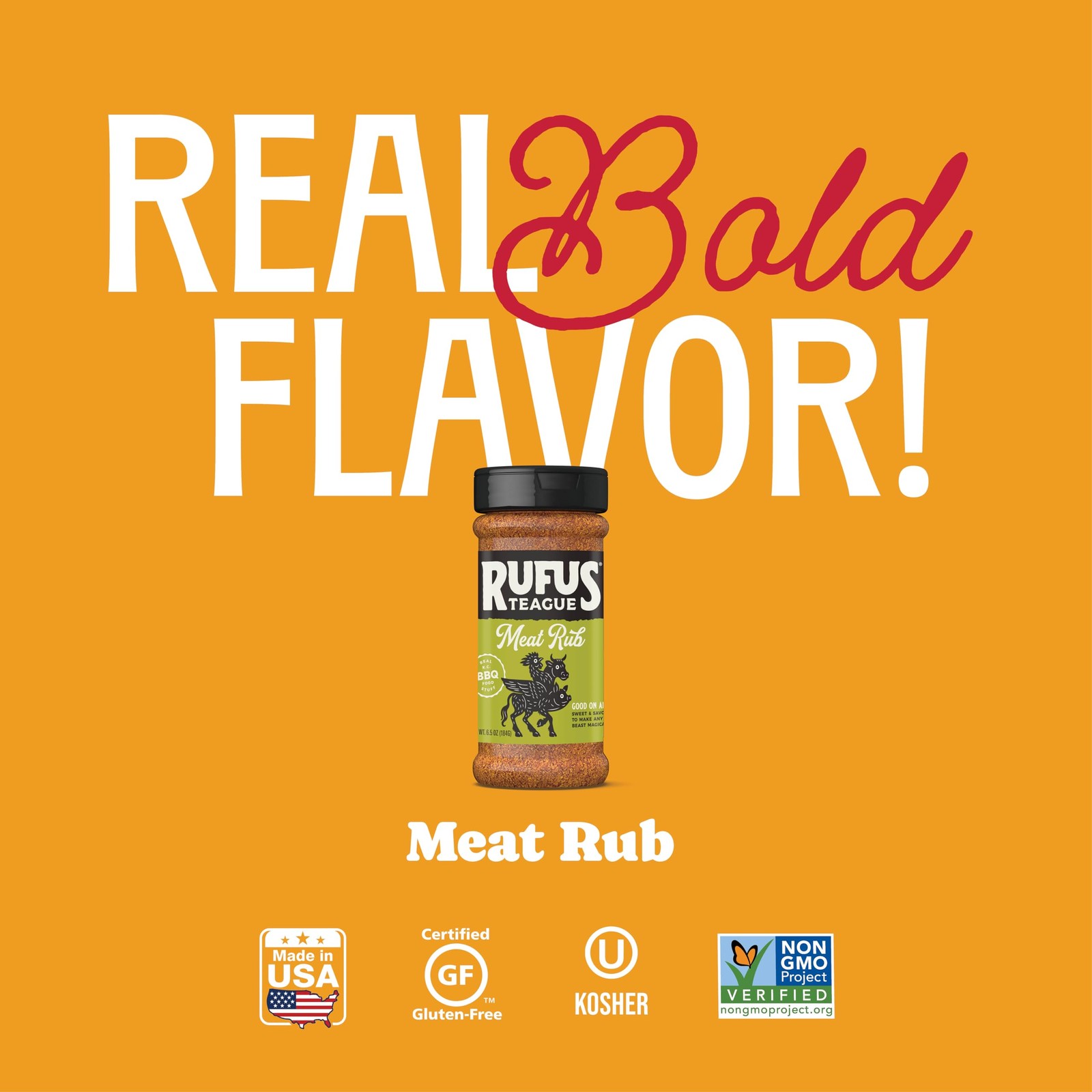 Rufus Teague Meat Rub, Premium Barbecue Seasoning & Dry 6.5 Fl Oz (Pack of 1)