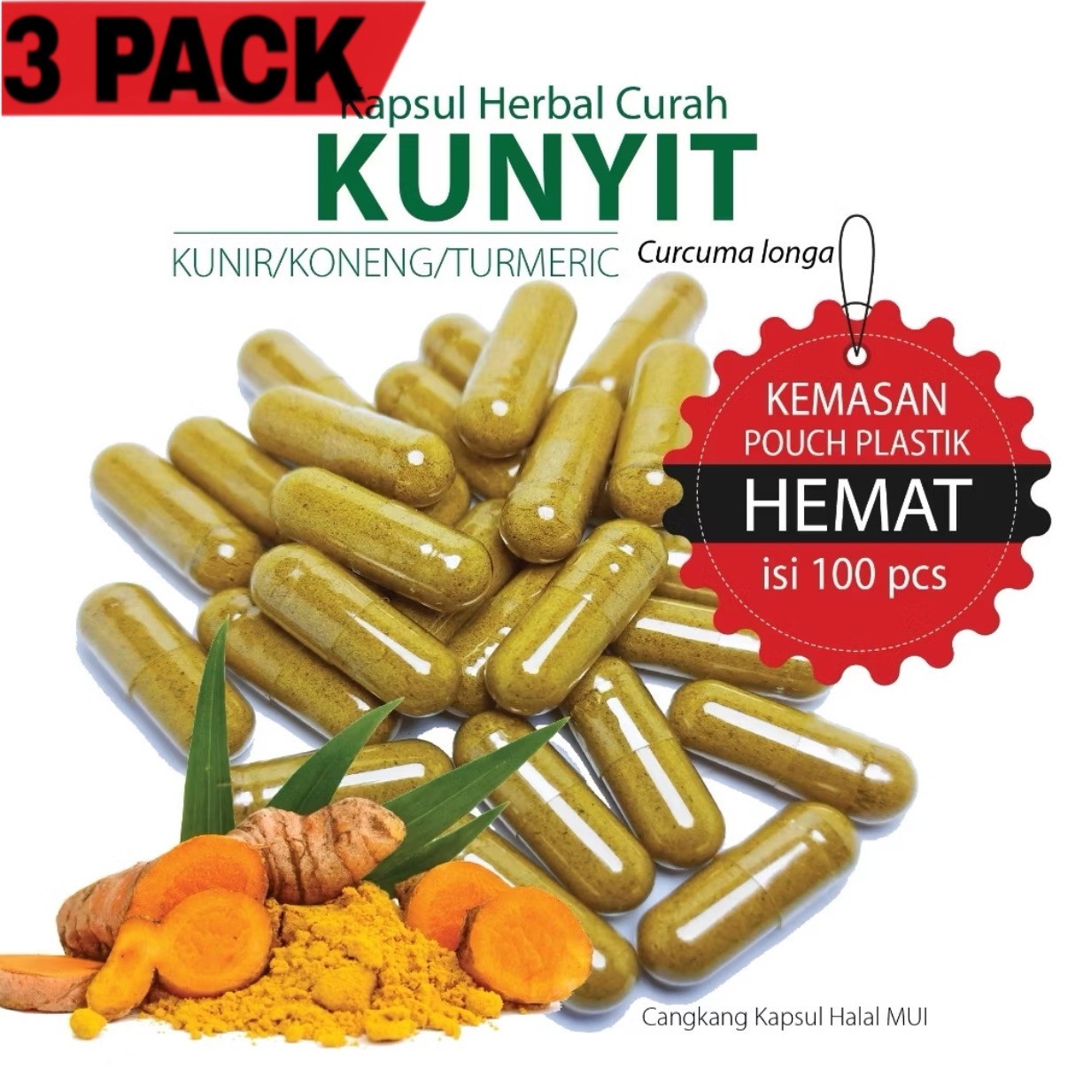 3x Turmeric 100 Caps Herbs Spices Extract Natural Organic Pure Herbal Health
