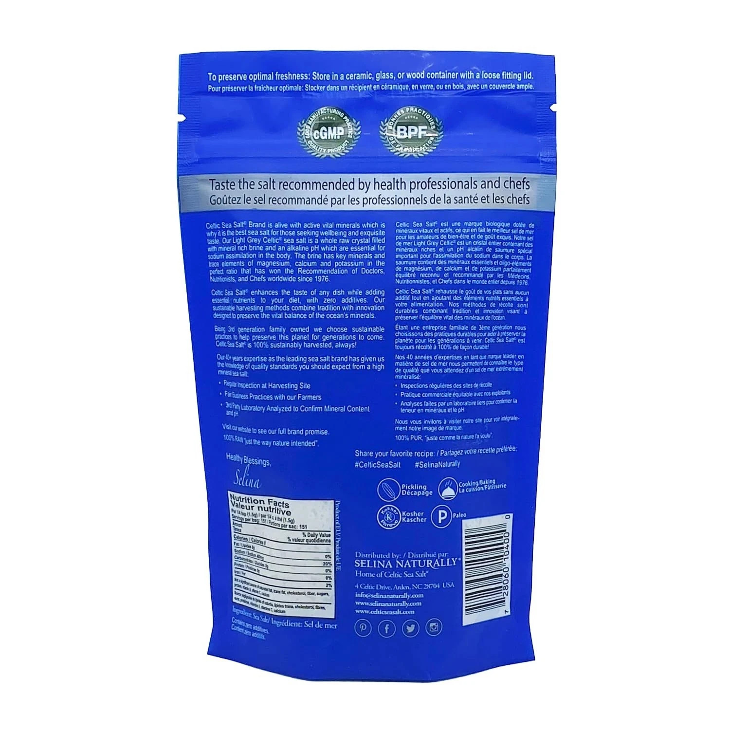 Light Grey Celtic Sea Salt Pound Resealable Bag–Additive-Free,Gluten-Free,227G