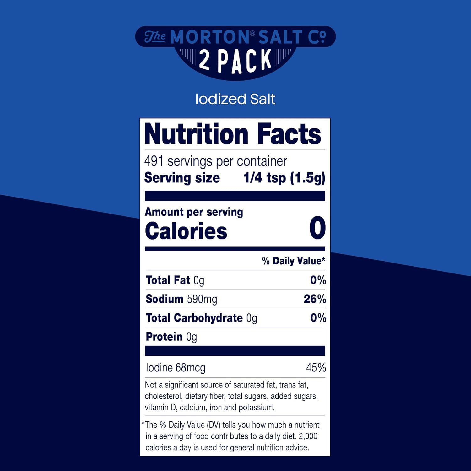 Iodized Salt, All-Purpose, (26 Oz), 2-Pack – All-Purpose, Perfect for Cooking &