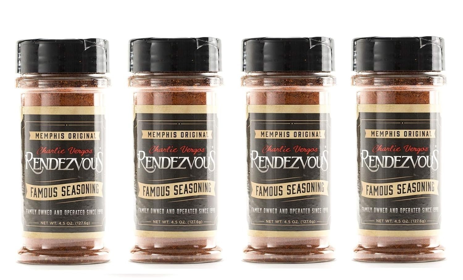 Charlie Vergos Rendezvous Memphis BBQ Dry Rub Seasoning 4.5 oz (4 Pack)