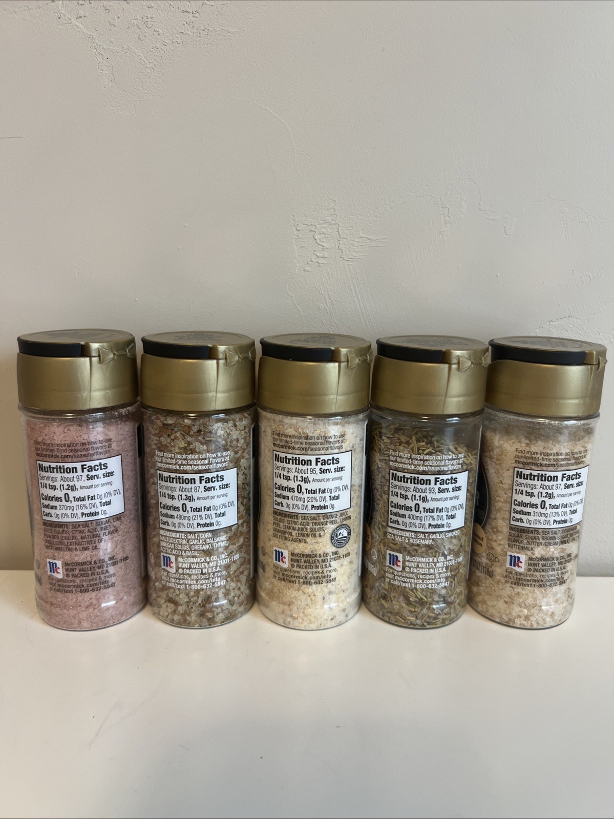 McCormick Finishing Salts Complete Set of 5 Limited Edition BRAND NEW RARE