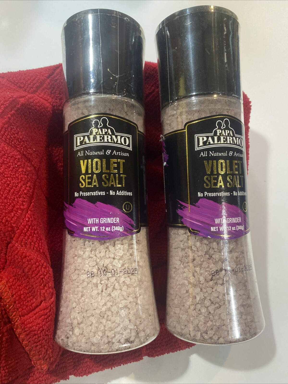 Violet Sea Salt with Grinder PAPA PALERMO 12 oz (340g) Pack of 2